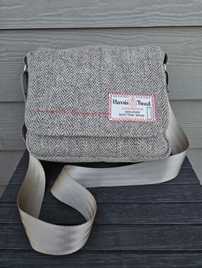 Harris Tweed Crossbody Messenger Bremer Bag Brown BeeCrowBee Purse Satchel Wool